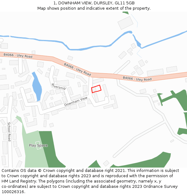 1, DOWNHAM VIEW, DURSLEY, GL11 5GB: Location map and indicative extent of plot