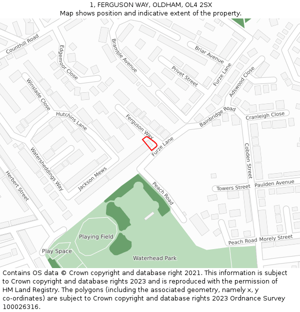 1, FERGUSON WAY, OLDHAM, OL4 2SX: Location map and indicative extent of plot