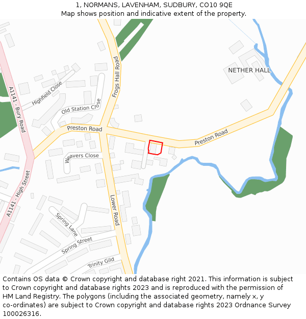 1, NORMANS, LAVENHAM, SUDBURY, CO10 9QE: Location map and indicative extent of plot