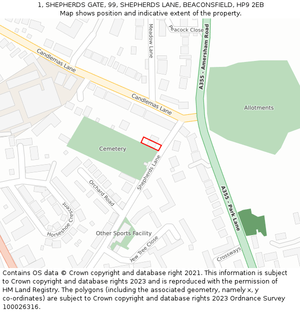 1, SHEPHERDS GATE, 99, SHEPHERDS LANE, BEACONSFIELD, HP9 2EB: Location map and indicative extent of plot