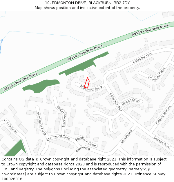 10, EDMONTON DRIVE, BLACKBURN, BB2 7DY: Location map and indicative extent of plot