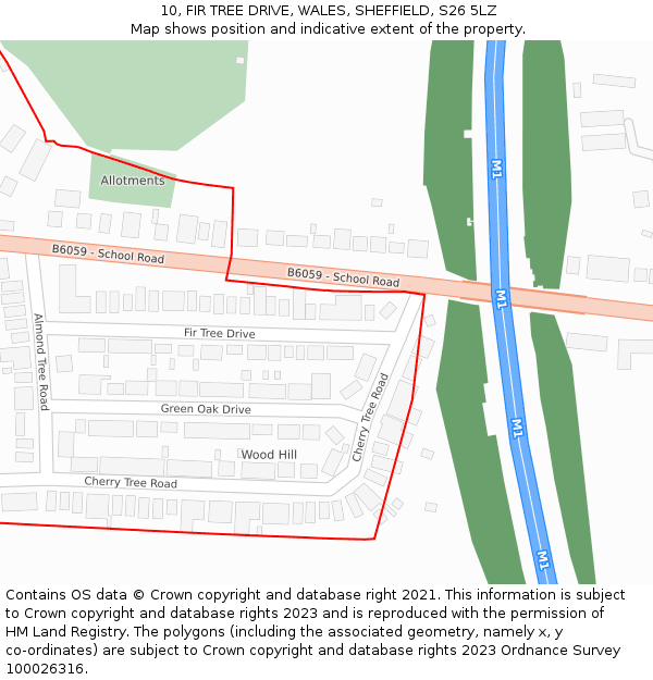 10, FIR TREE DRIVE, WALES, SHEFFIELD, S26 5LZ: Location map and indicative extent of plot