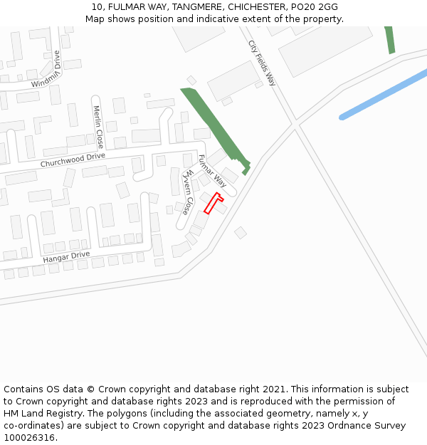 10, FULMAR WAY, TANGMERE, CHICHESTER, PO20 2GG: Location map and indicative extent of plot