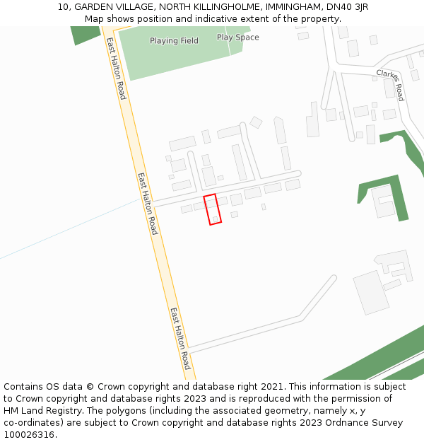 10, GARDEN VILLAGE, NORTH KILLINGHOLME, IMMINGHAM, DN40 3JR: Location map and indicative extent of plot