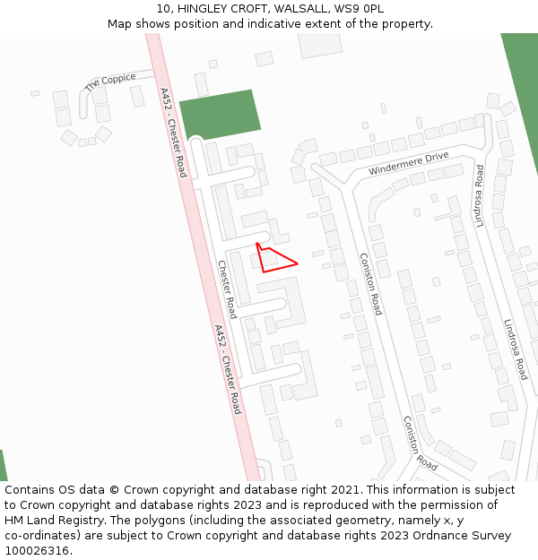 10, HINGLEY CROFT, WALSALL, WS9 0PL: Location map and indicative extent of plot