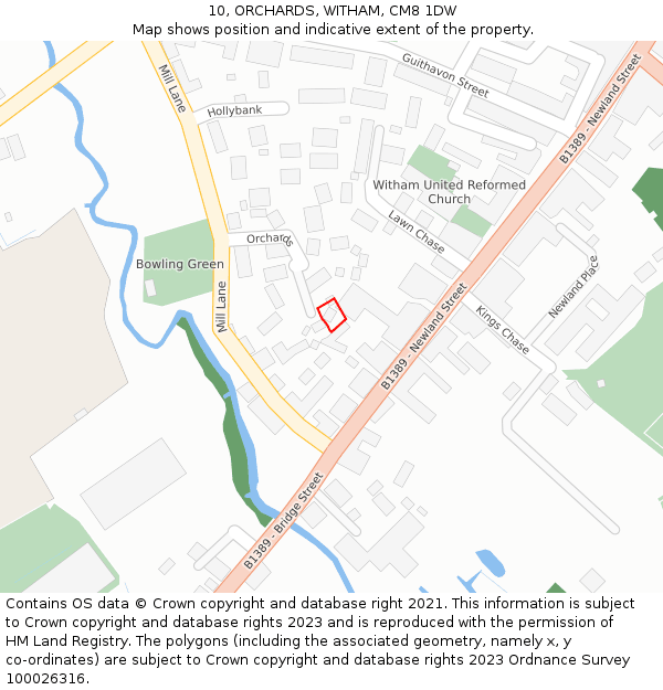 10, ORCHARDS, WITHAM, CM8 1DW: Location map and indicative extent of plot