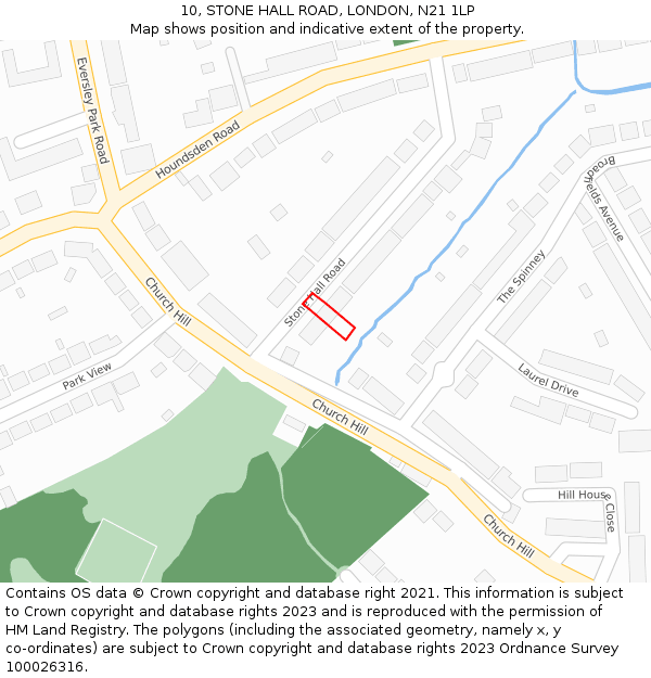 10, STONE HALL ROAD, LONDON, N21 1LP: Location map and indicative extent of plot