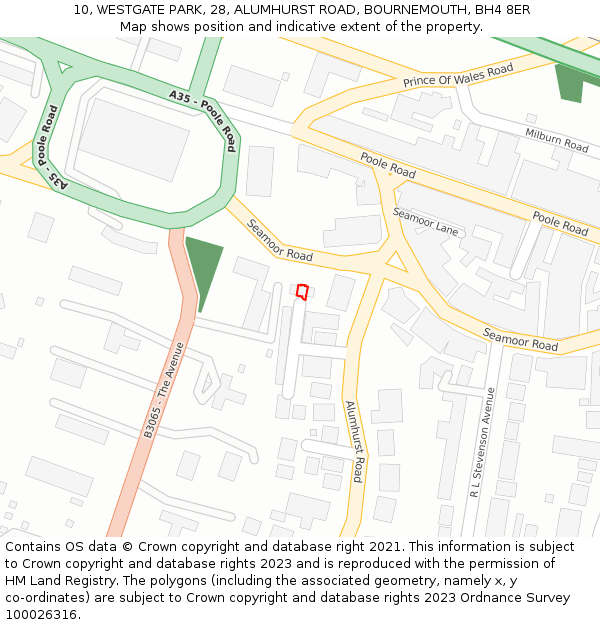 10, WESTGATE PARK, 28, ALUMHURST ROAD, BOURNEMOUTH, BH4 8ER: Location map and indicative extent of plot