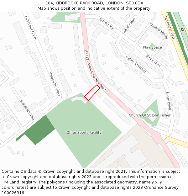 104, KIDBROOKE PARK ROAD, LONDON, SE3 0DX: Location map and indicative extent of plot