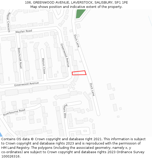 106, GREENWOOD AVENUE, LAVERSTOCK, SALISBURY, SP1 1PE: Location map and indicative extent of plot