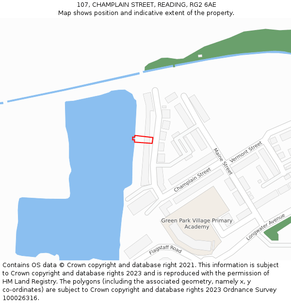 107, CHAMPLAIN STREET, READING, RG2 6AE: Location map and indicative extent of plot