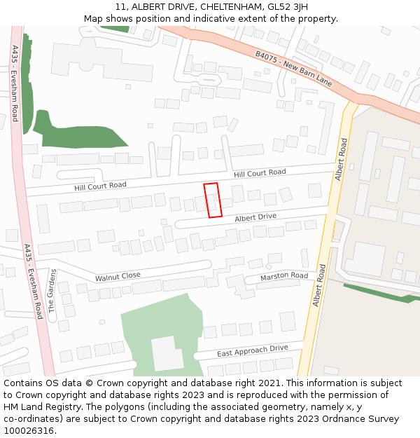 11, ALBERT DRIVE, CHELTENHAM, GL52 3JH: Location map and indicative extent of plot