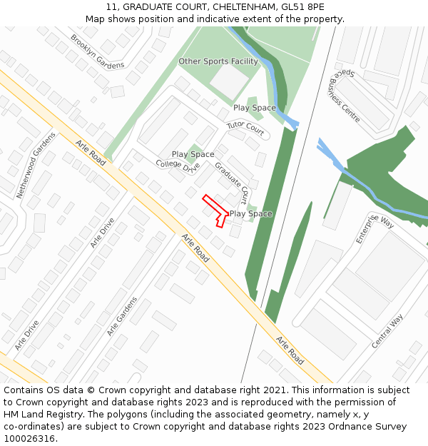 11, GRADUATE COURT, CHELTENHAM, GL51 8PE: Location map and indicative extent of plot