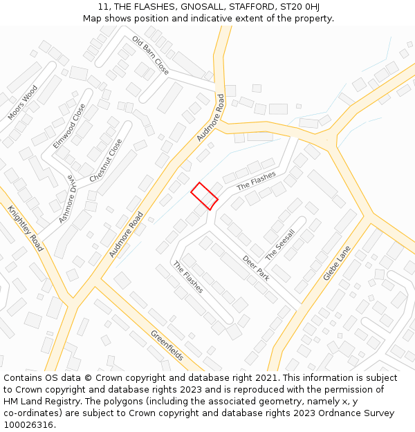 11, THE FLASHES, GNOSALL, STAFFORD, ST20 0HJ: Location map and indicative extent of plot