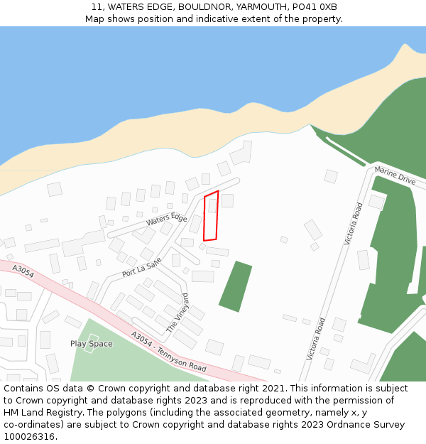 11, WATERS EDGE, BOULDNOR, YARMOUTH, PO41 0XB: Location map and indicative extent of plot