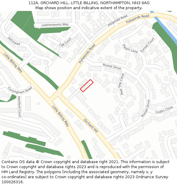 112A, ORCHARD HILL, LITTLE BILLING, NORTHAMPTON, NN3 9AG: Location map and indicative extent of plot