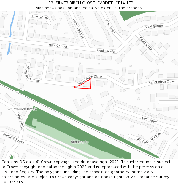 113, SILVER BIRCH CLOSE, CARDIFF, CF14 1EP: Location map and indicative extent of plot