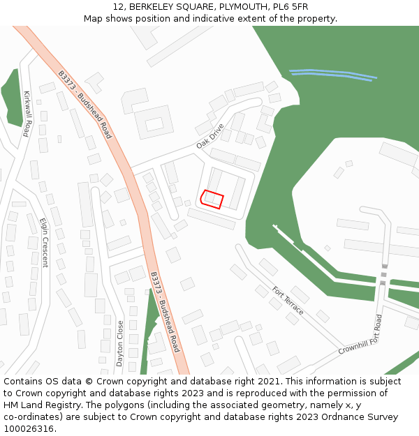 12, BERKELEY SQUARE, PLYMOUTH, PL6 5FR: Location map and indicative extent of plot