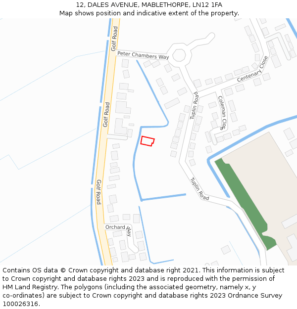 12, DALES AVENUE, MABLETHORPE, LN12 1FA: Location map and indicative extent of plot