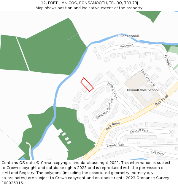 12, FORTH AN COS, PONSANOOTH, TRURO, TR3 7RJ: Location map and indicative extent of plot