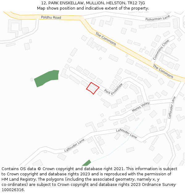 12, PARK ENSKELLAW, MULLION, HELSTON, TR12 7JG: Location map and indicative extent of plot