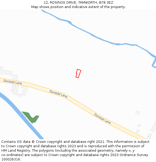 12, ROSINGS DRIVE, TAMWORTH, B78 3EZ: Location map and indicative extent of plot