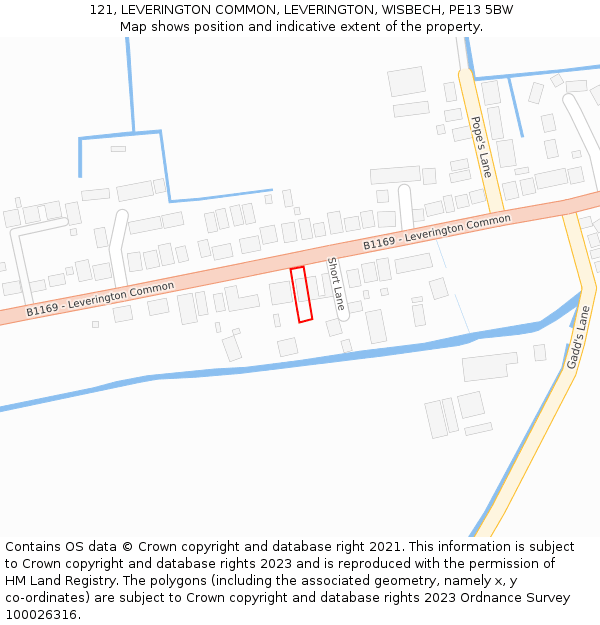 121, LEVERINGTON COMMON, LEVERINGTON, WISBECH, PE13 5BW: Location map and indicative extent of plot