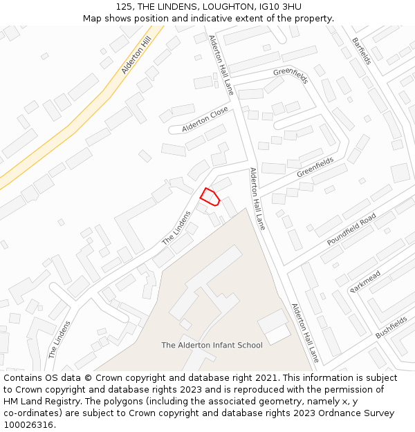 125, THE LINDENS, LOUGHTON, IG10 3HU: Location map and indicative extent of plot