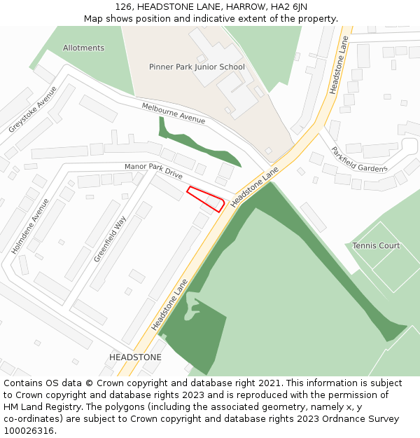 126, HEADSTONE LANE, HARROW, HA2 6JN: Location map and indicative extent of plot