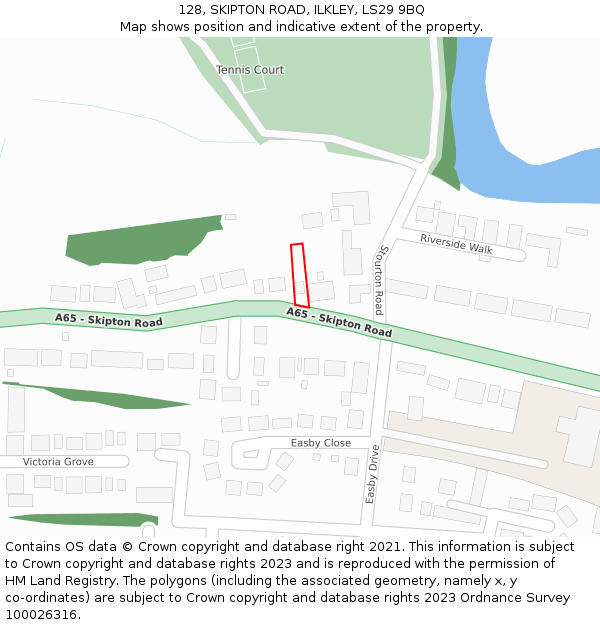 128, SKIPTON ROAD, ILKLEY, LS29 9BQ: Location map and indicative extent of plot