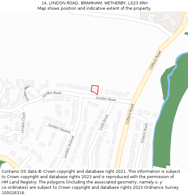 14, LYNDON ROAD, BRAMHAM, WETHERBY, LS23 6RH: Location map and indicative extent of plot