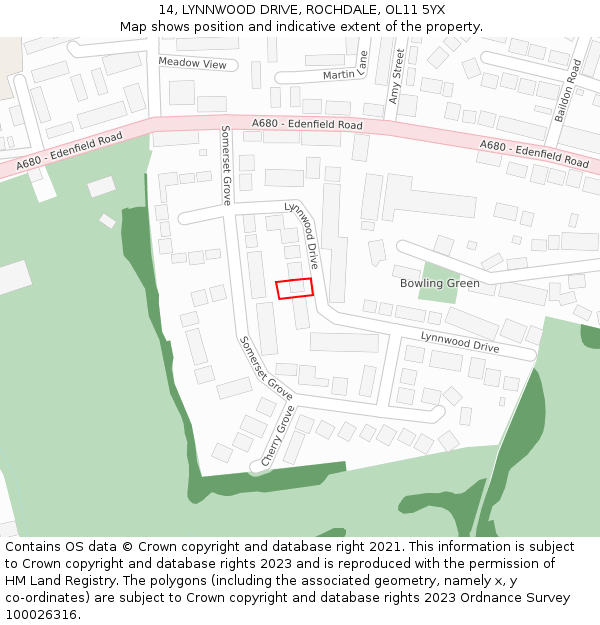 14, LYNNWOOD DRIVE, ROCHDALE, OL11 5YX: Location map and indicative extent of plot