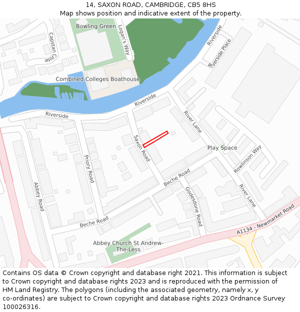 14, SAXON ROAD, CAMBRIDGE, CB5 8HS: Location map and indicative extent of plot