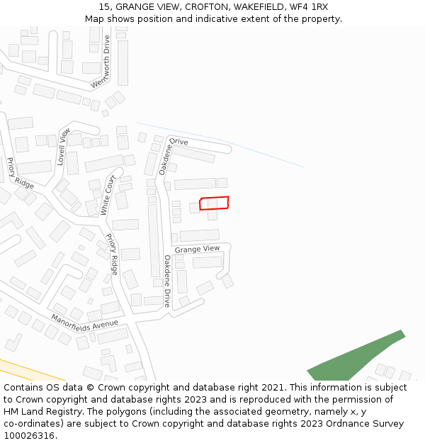 15, GRANGE VIEW, CROFTON, WAKEFIELD, WF4 1RX: Location map and indicative extent of plot