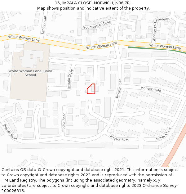 15, IMPALA CLOSE, NORWICH, NR6 7PL: Location map and indicative extent of plot