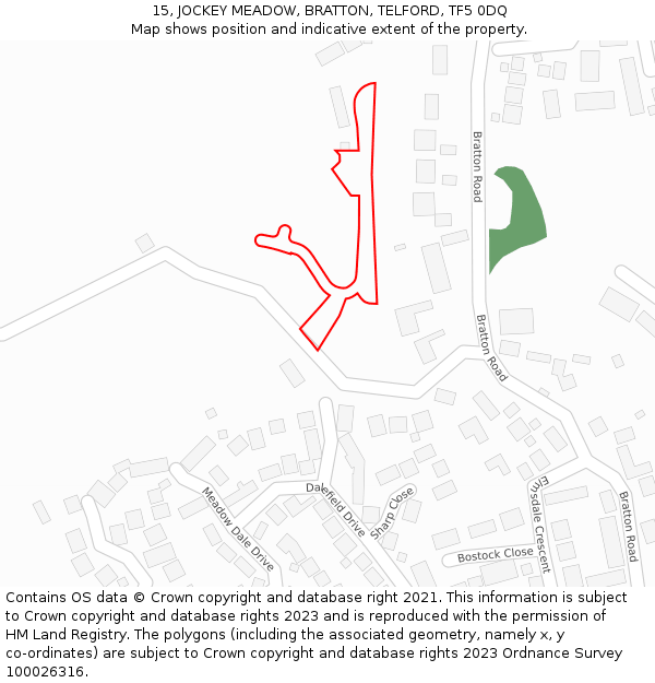 15, JOCKEY MEADOW, BRATTON, TELFORD, TF5 0DQ: Location map and indicative extent of plot