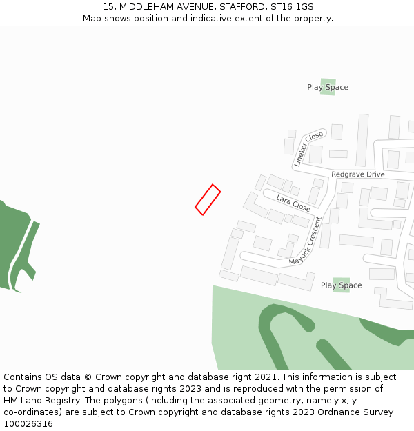 15, MIDDLEHAM AVENUE, STAFFORD, ST16 1GS: Location map and indicative extent of plot