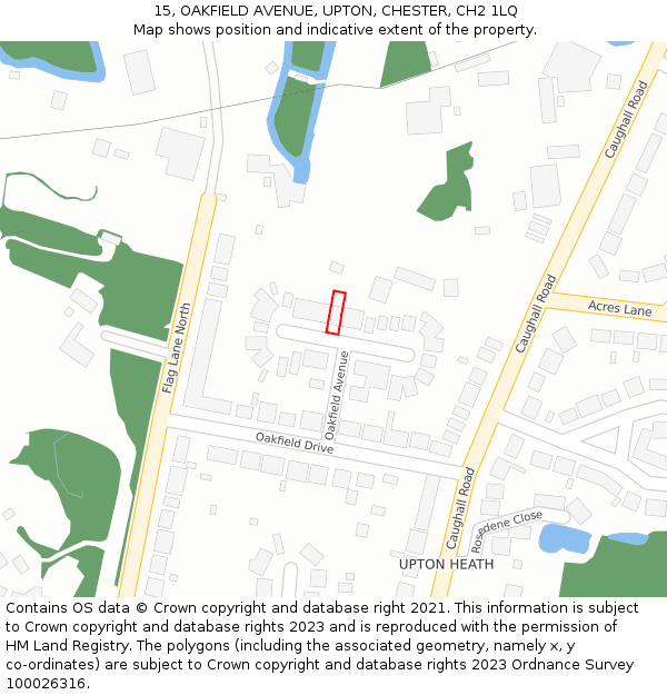 15, OAKFIELD AVENUE, UPTON, CHESTER, CH2 1LQ: Location map and indicative extent of plot