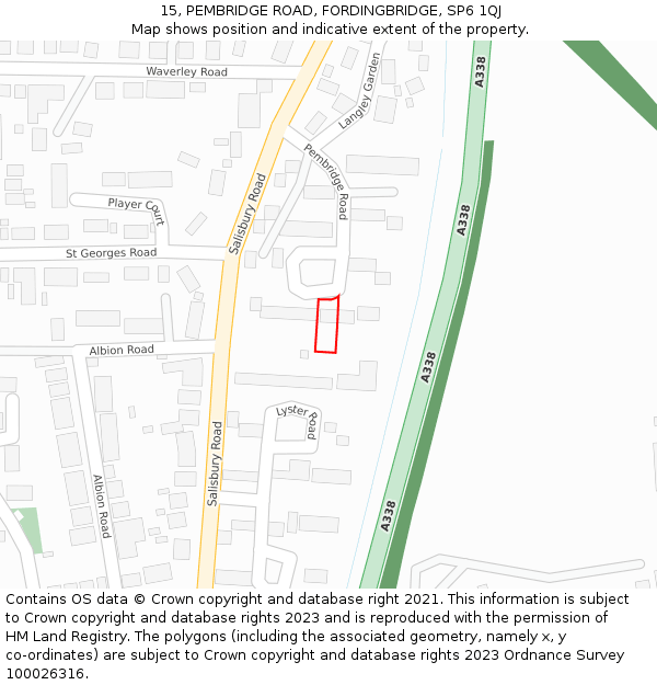 15, PEMBRIDGE ROAD, FORDINGBRIDGE, SP6 1QJ: Location map and indicative extent of plot