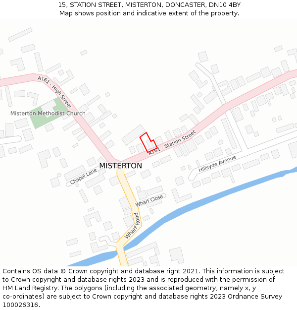 15, STATION STREET, MISTERTON, DONCASTER, DN10 4BY: Location map and indicative extent of plot