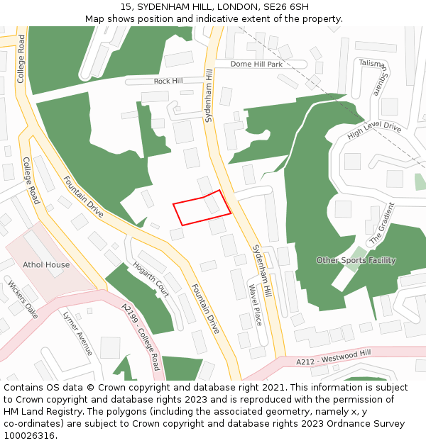 15, SYDENHAM HILL, LONDON, SE26 6SH: Location map and indicative extent of plot