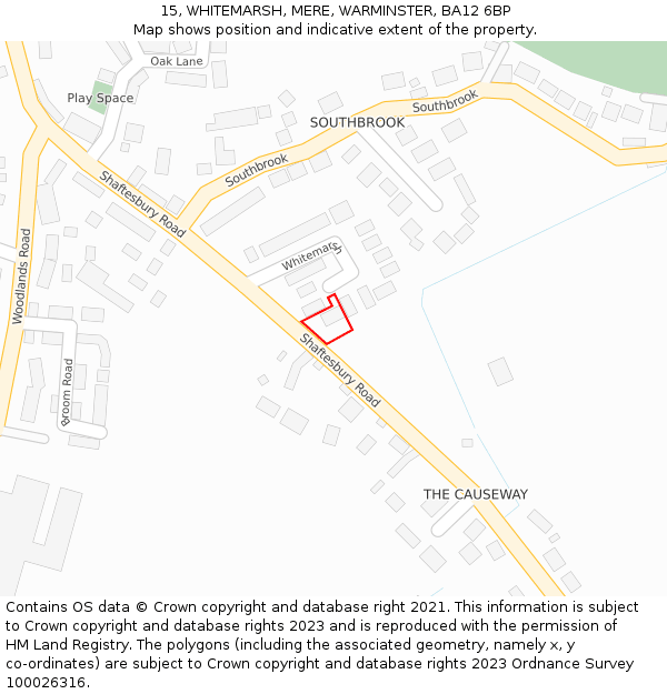 15, WHITEMARSH, MERE, WARMINSTER, BA12 6BP: Location map and indicative extent of plot