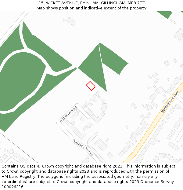 15, WICKET AVENUE, RAINHAM, GILLINGHAM, ME8 7EZ: Location map and indicative extent of plot