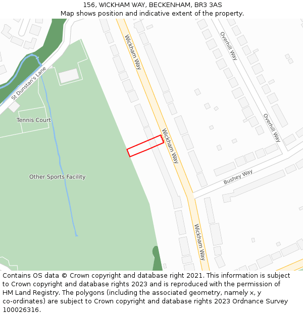 156, WICKHAM WAY, BECKENHAM, BR3 3AS: Location map and indicative extent of plot