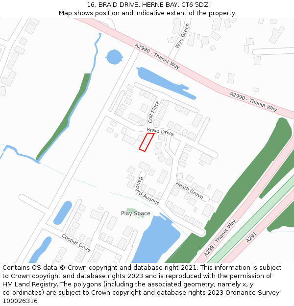 16, BRAID DRIVE, HERNE BAY, CT6 5DZ: Location map and indicative extent of plot