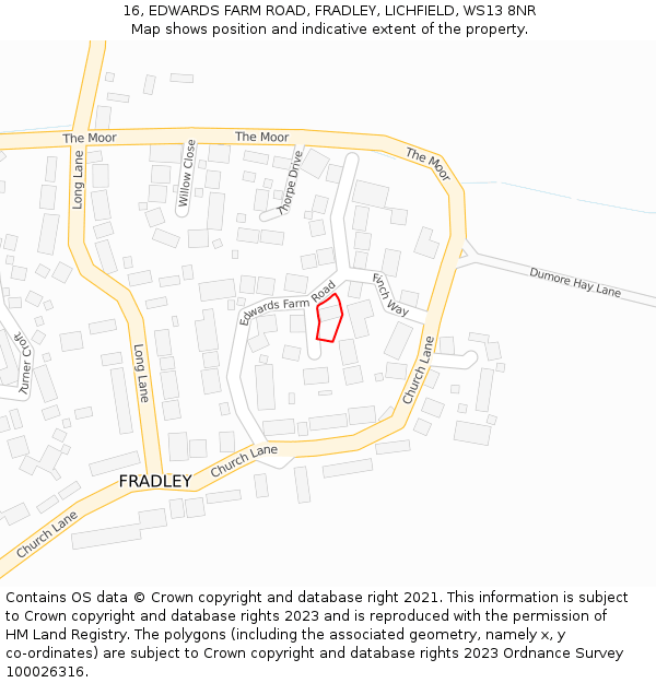 16, EDWARDS FARM ROAD, FRADLEY, LICHFIELD, WS13 8NR: Location map and indicative extent of plot