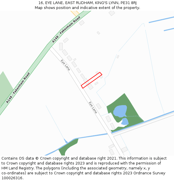 16, EYE LANE, EAST RUDHAM, KING'S LYNN, PE31 8RJ: Location map and indicative extent of plot