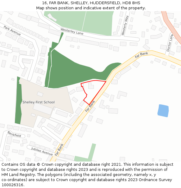 16, FAR BANK, SHELLEY, HUDDERSFIELD, HD8 8HS: Location map and indicative extent of plot