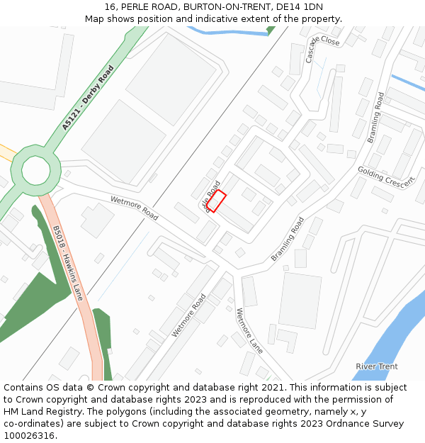 16, PERLE ROAD, BURTON-ON-TRENT, DE14 1DN: Location map and indicative extent of plot