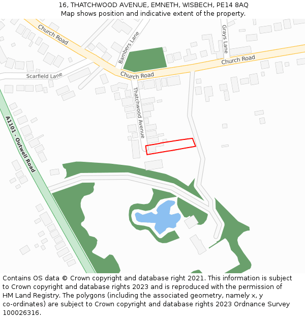 16, THATCHWOOD AVENUE, EMNETH, WISBECH, PE14 8AQ: Location map and indicative extent of plot